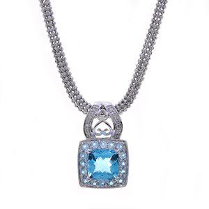 3.50 Carat Topaz & 0.05 Carat Diamond Necklace
